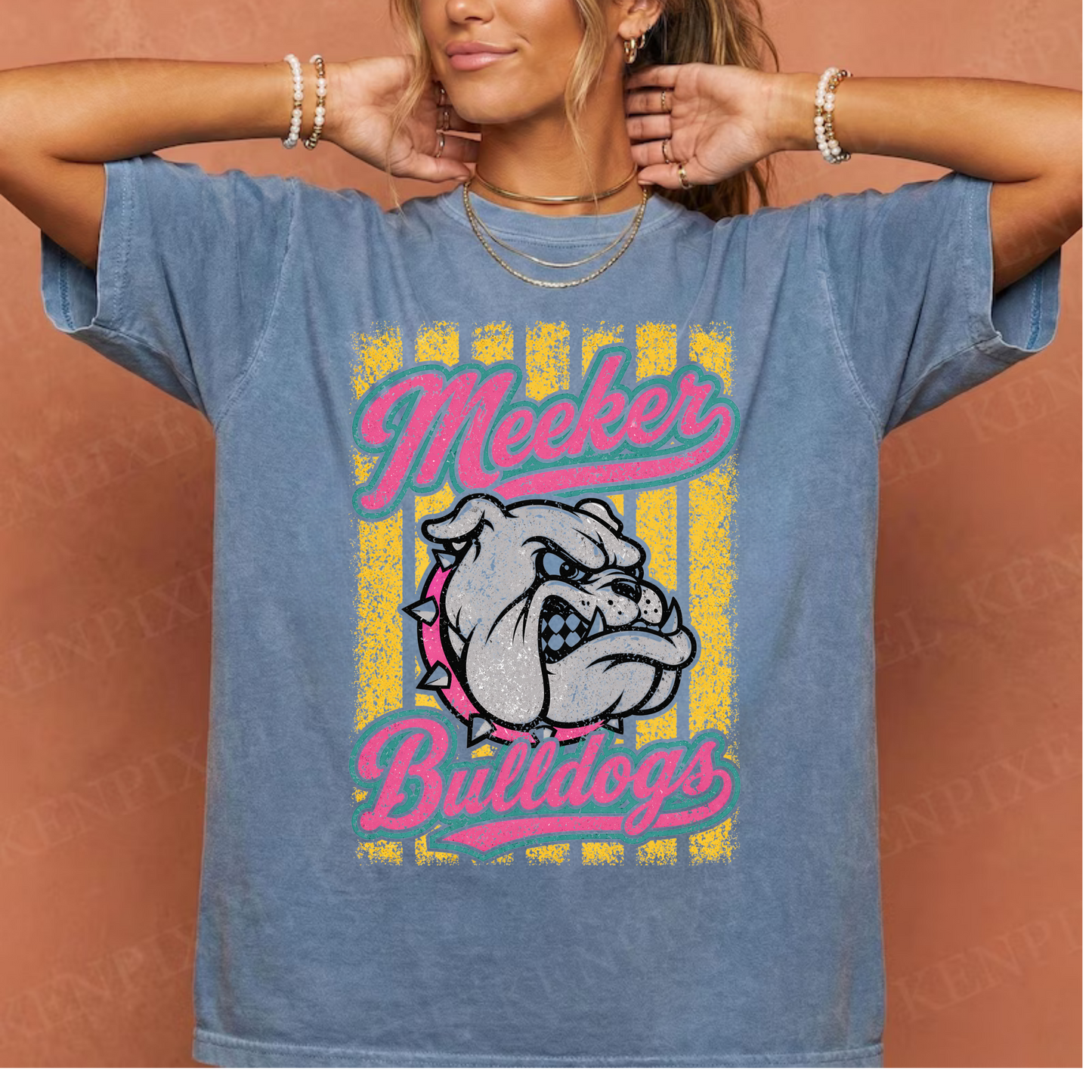 Meeker Bulldogs Preppy Stripe Tshirt