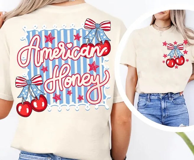 American Honey Graphic T with cherries USA