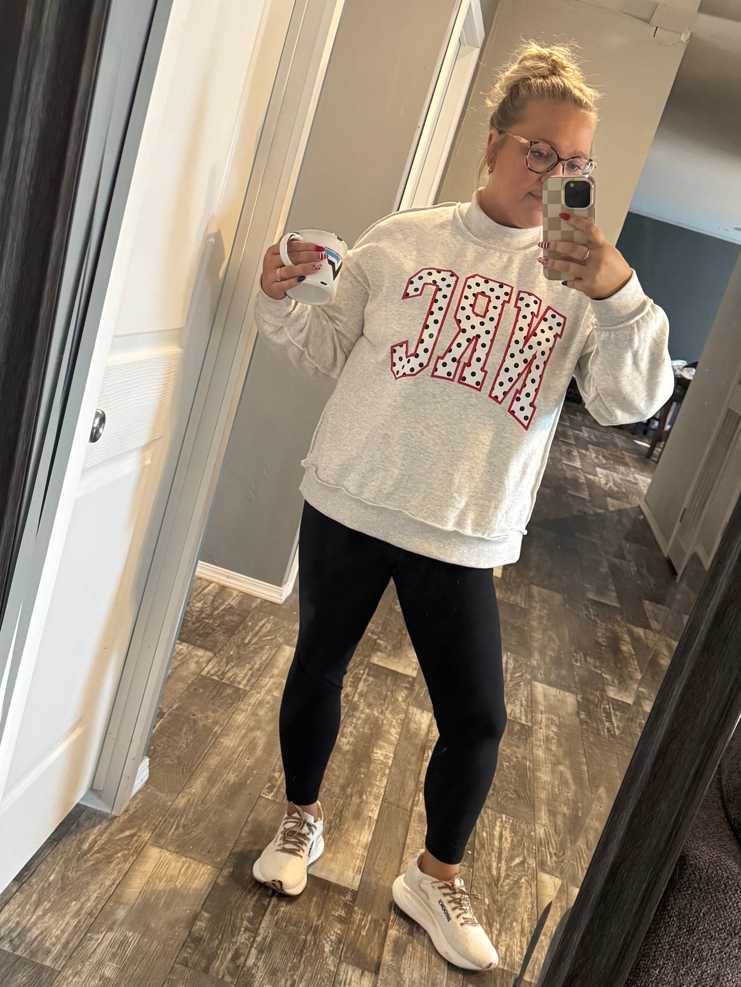 NRC -Polka dot red Outline MOCK NECK SWEATSHIRT
