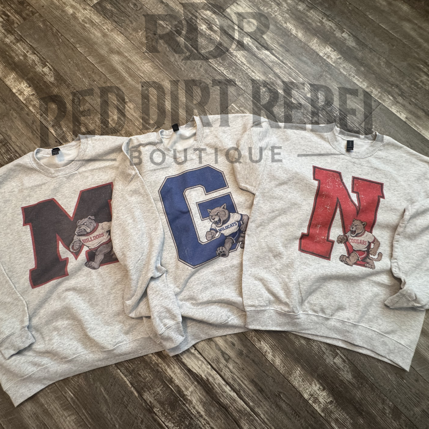 B - Distressed Preppy Vintage Wildcats Mascot Sweatshirt