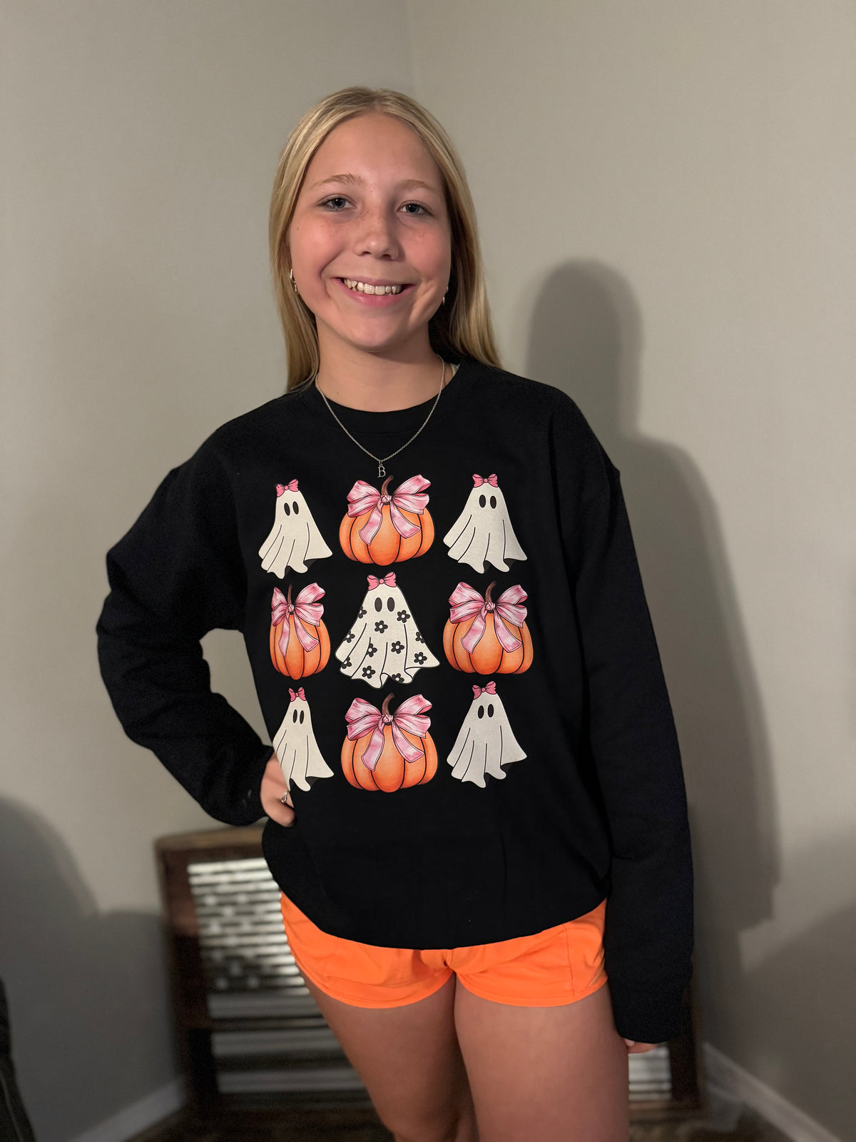 Cute Ghost and Pumpkin Sweatshirt