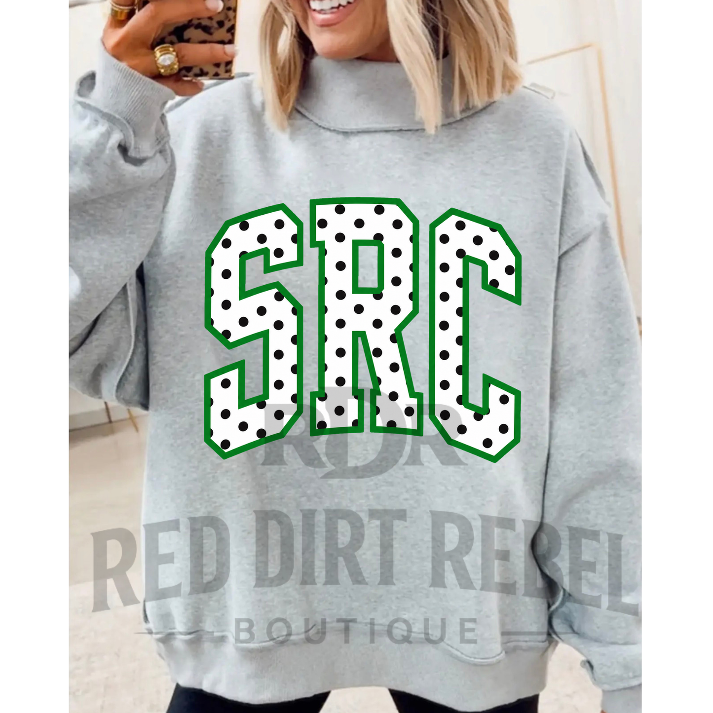 SRC white & black polka dot MOCK NECK SWEATSHIRT