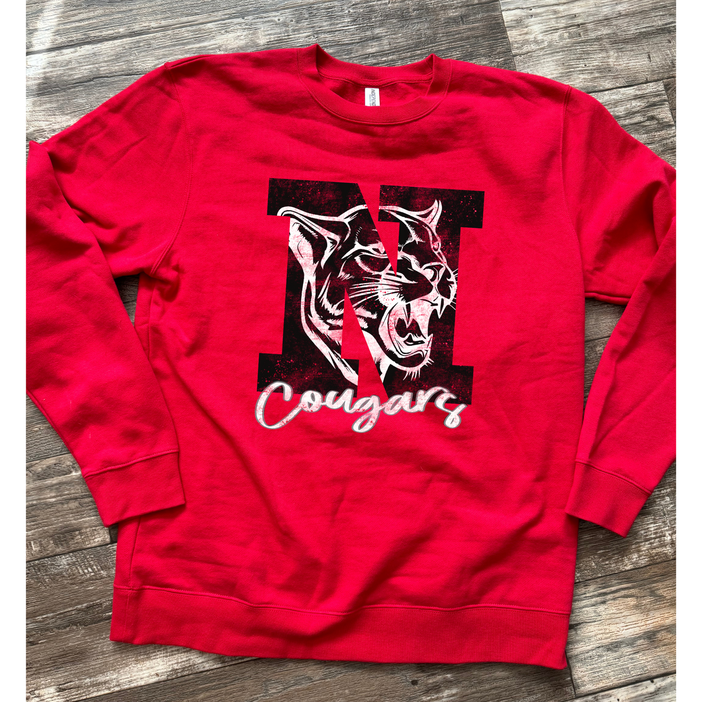 Distressed N - Cougars RED T-Shirt or Sweatshirt