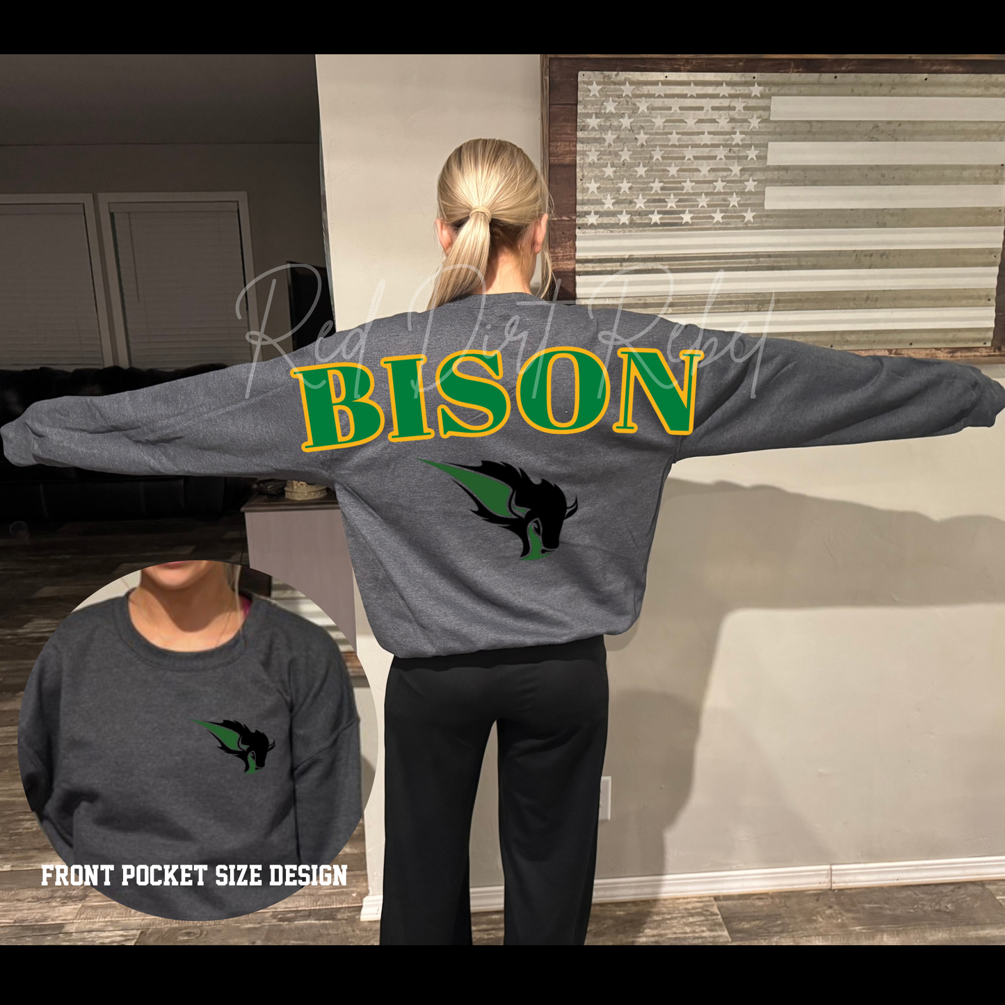 Oversized BISON Across Back Sweatshirt