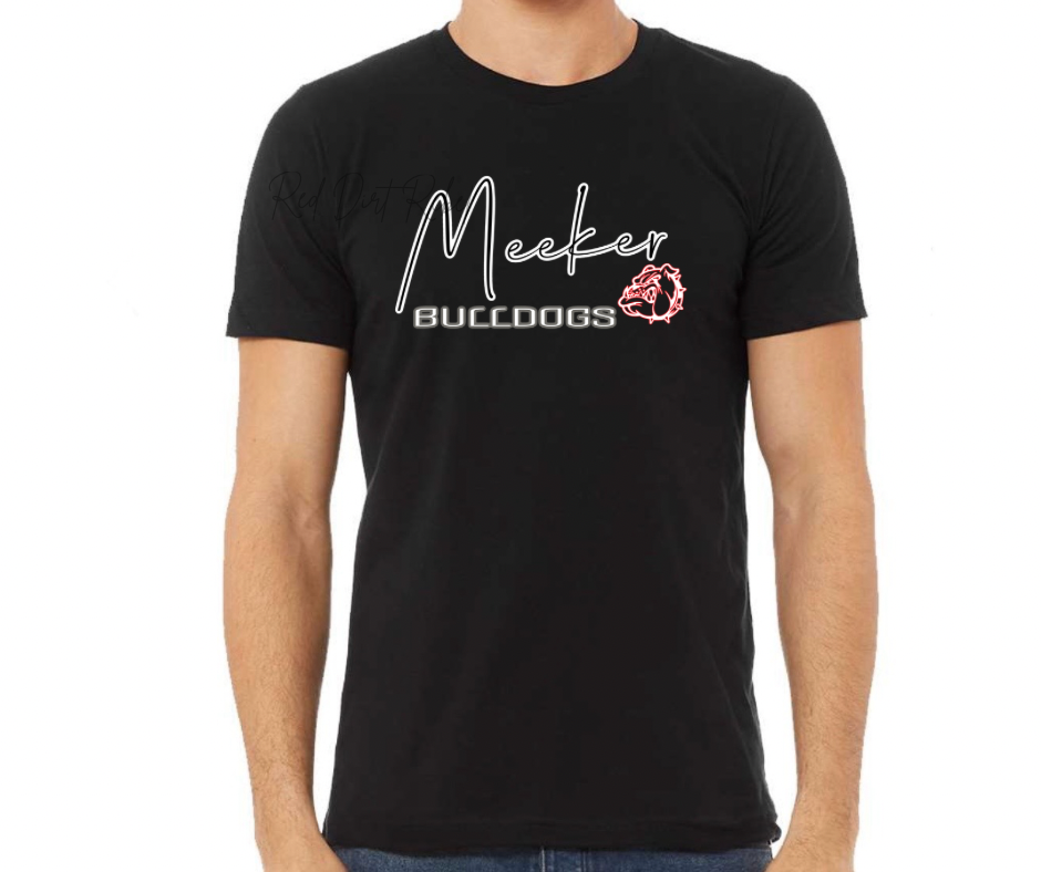 Meeker Bulldogs across chest design, tshirt, hoodie or sweatshirt