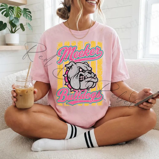 Meeker Bulldogs Preppy Stripe Tshirt