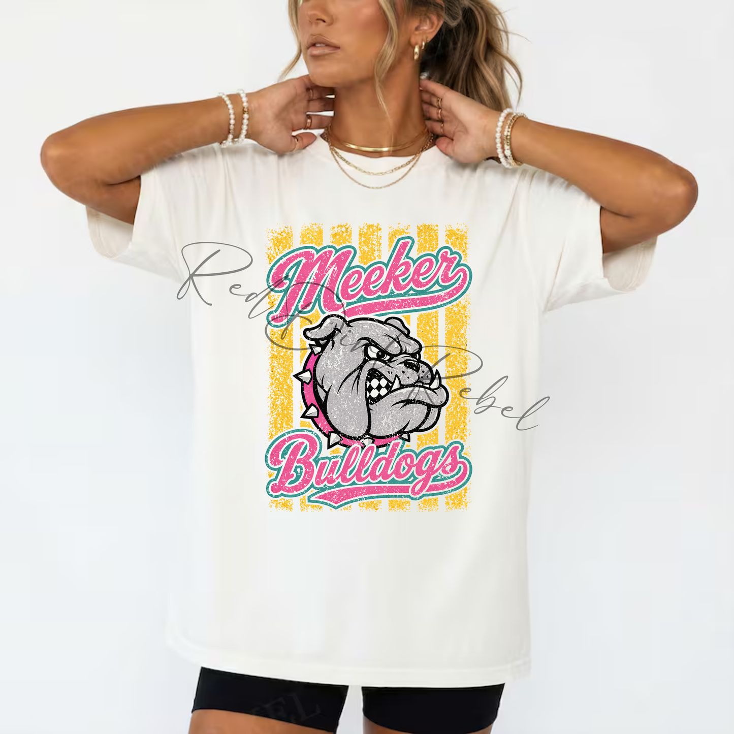 Meeker Bulldogs Preppy Stripe Tshirt