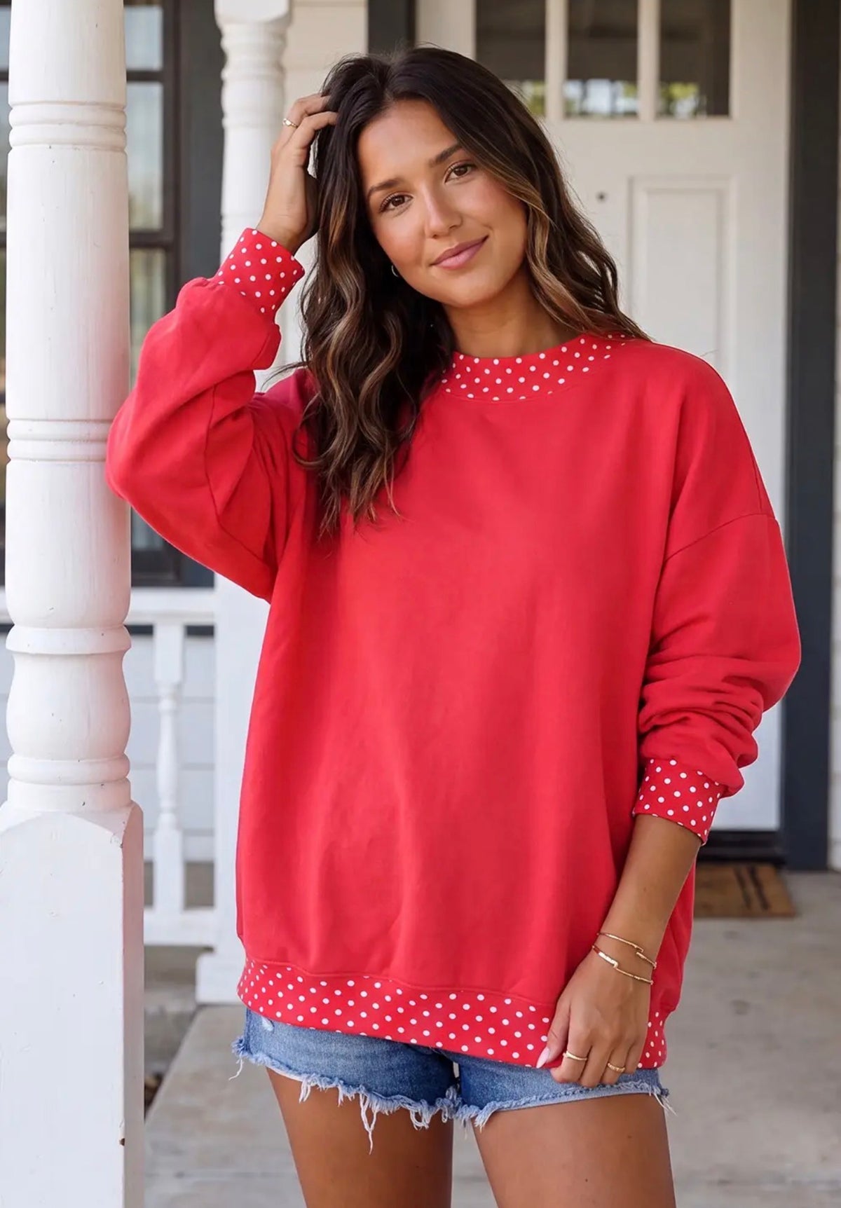 Mock Necks - Pre Order - Polkadot Trim or Gingham Sleeves- BLANK