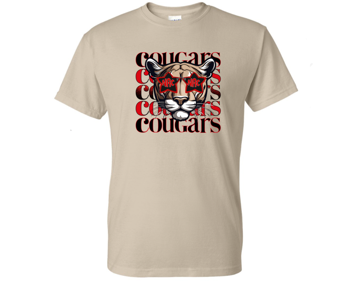 Stacked Cougar and Cougar with glasses Tshirt