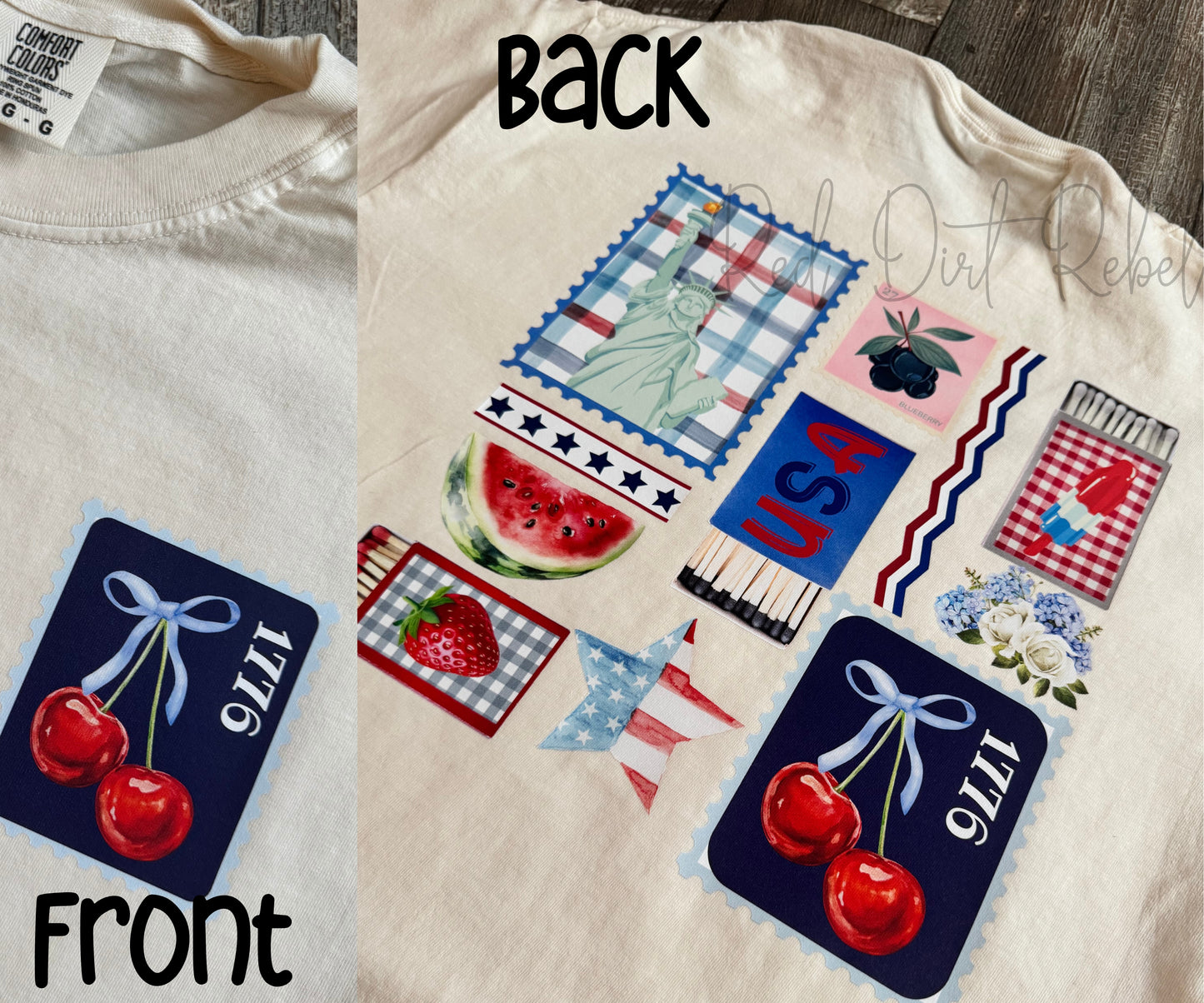 Retro Preppy Stamp USA Patriotic Graphic T