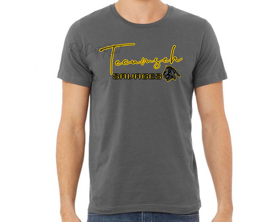 Tecumseh Savages across chest design, tshirt, hoodie or sweatshirt