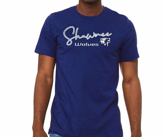 Shawnee Wolves across chest design, tshirt, hoodie or sweatshirt