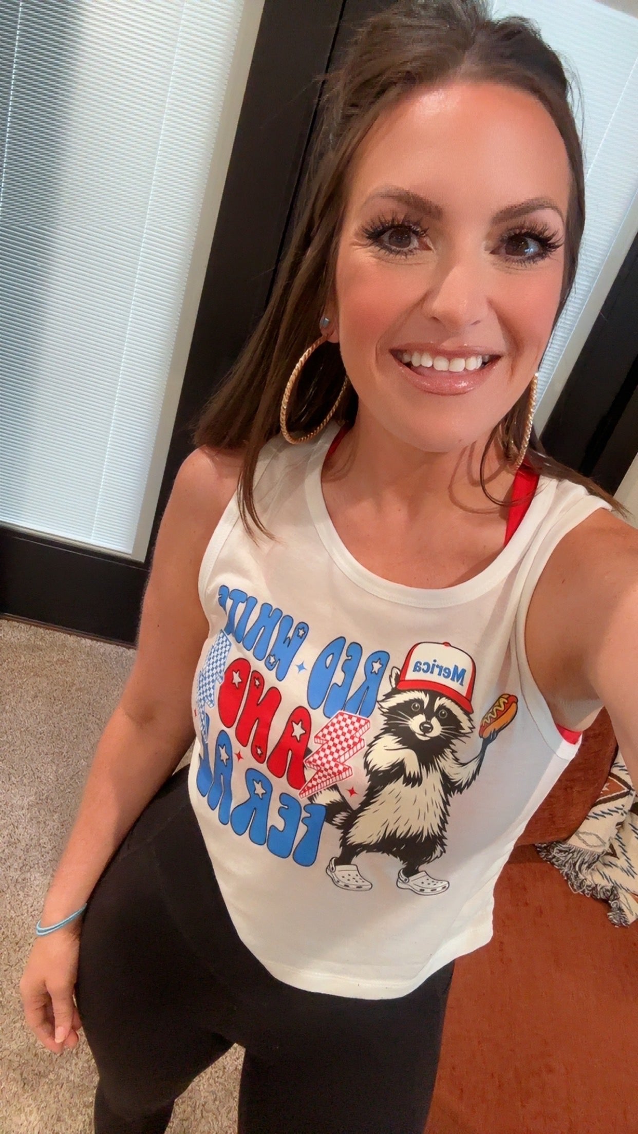 Red White & Feral Tshirt with Racoon