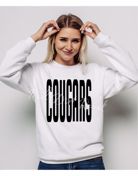 Tall Cougars Black Design TShirt or sweatshirt