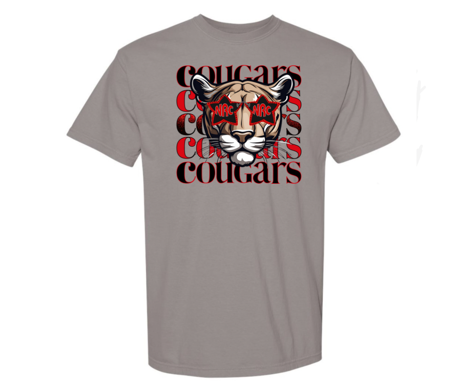 Stacked Cougar and Cougar with glasses Tshirt