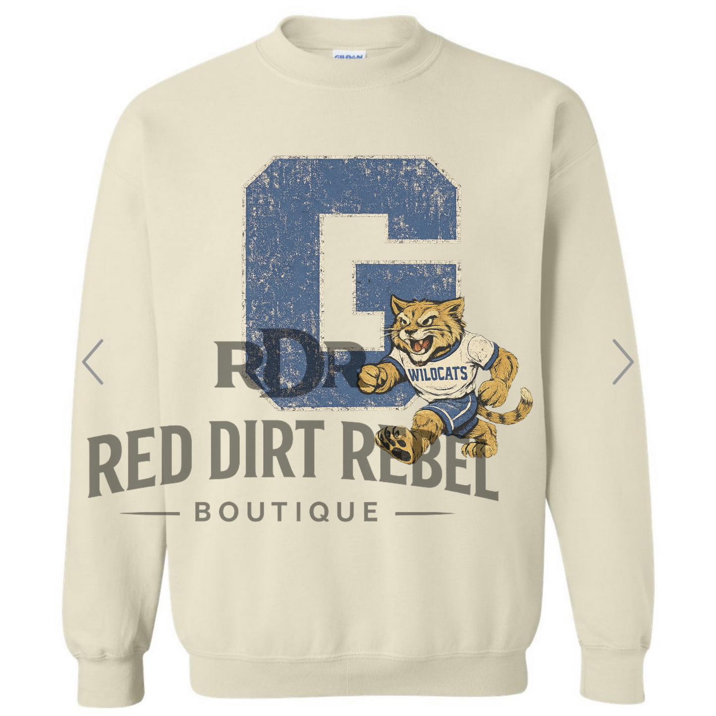 G- Distressed Preppy Vintage Wildcat Mascot Sweatshirt