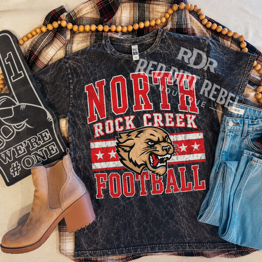 NORTH - Rock Creek Arched Cougar Head- Program Donation- Distressed dyed T