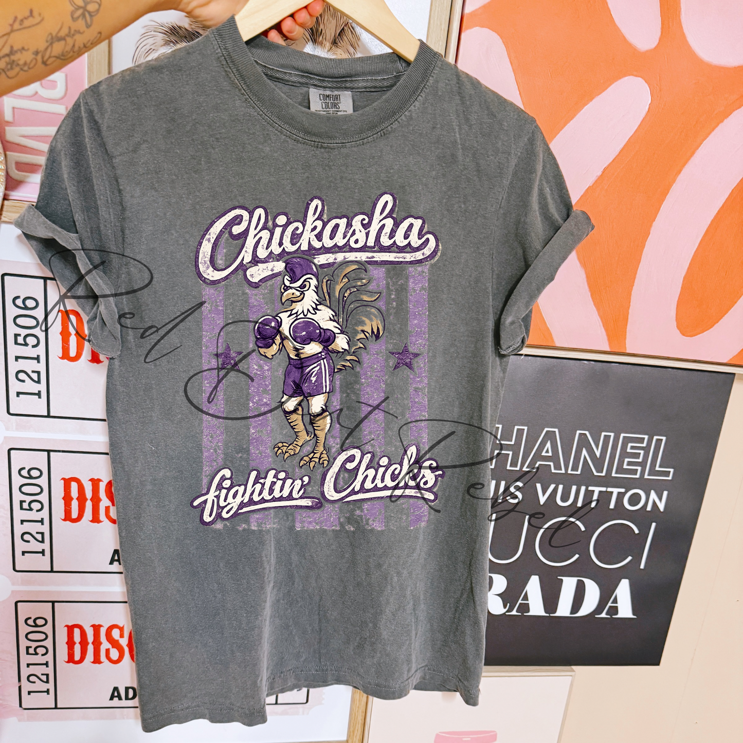 Preppy Stripe Chickasha Fightin Chicks T