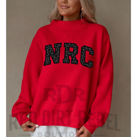 NRC -Black and Grey leopard black Outline MOCK NECK SWEATSHIRT