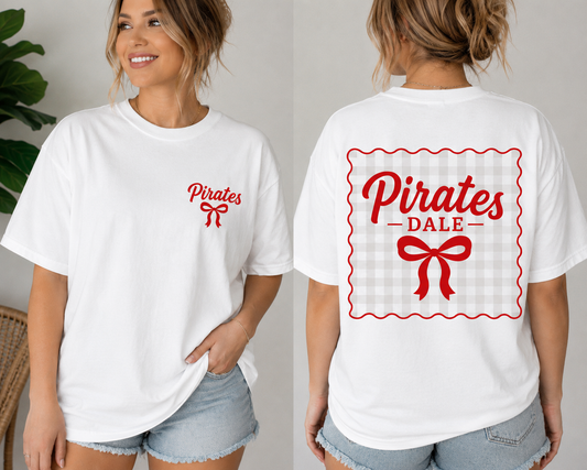 Pirates- Dale Plaid with bow, front and back