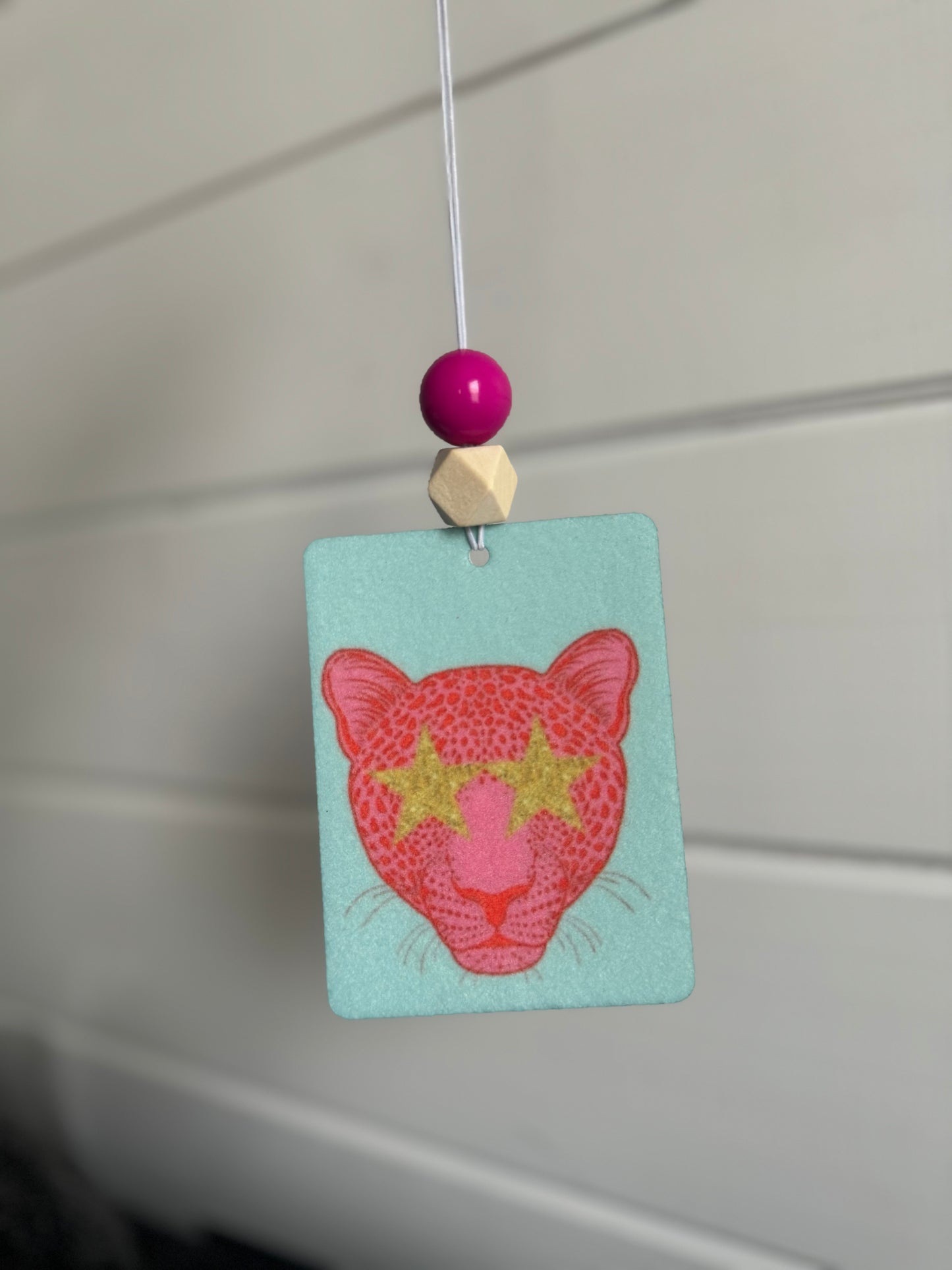 Car Air Freshener leopard head with blue background