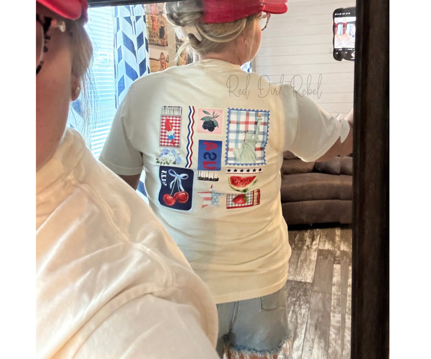 Retro Preppy Stamp USA Patriotic Graphic T