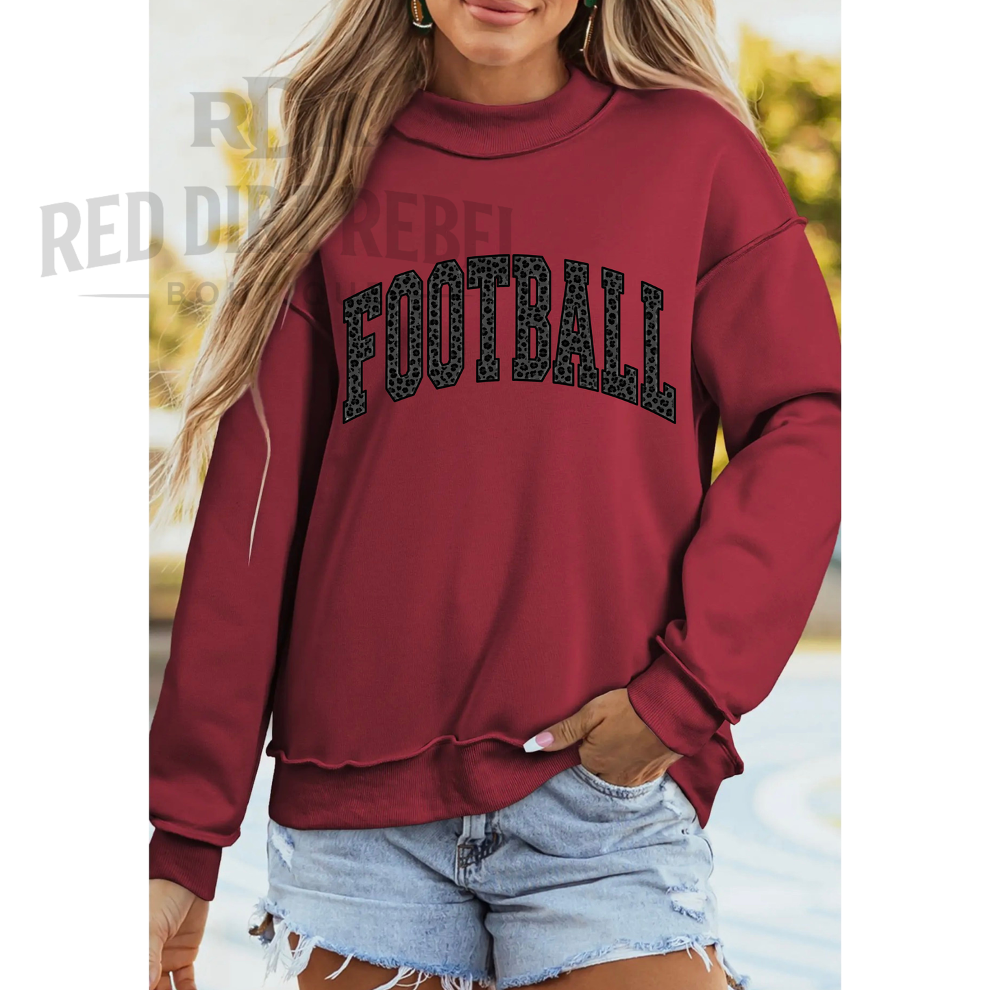 LEOPARD GAME DAY black/grey MOCK NECK SWEATSHIRT reversible!