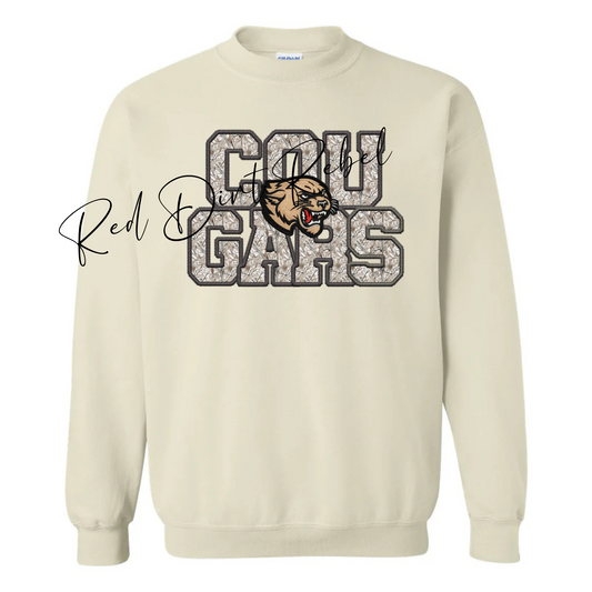 Cougars Camo Faux Embroidery Sweatshirt or Hoodie