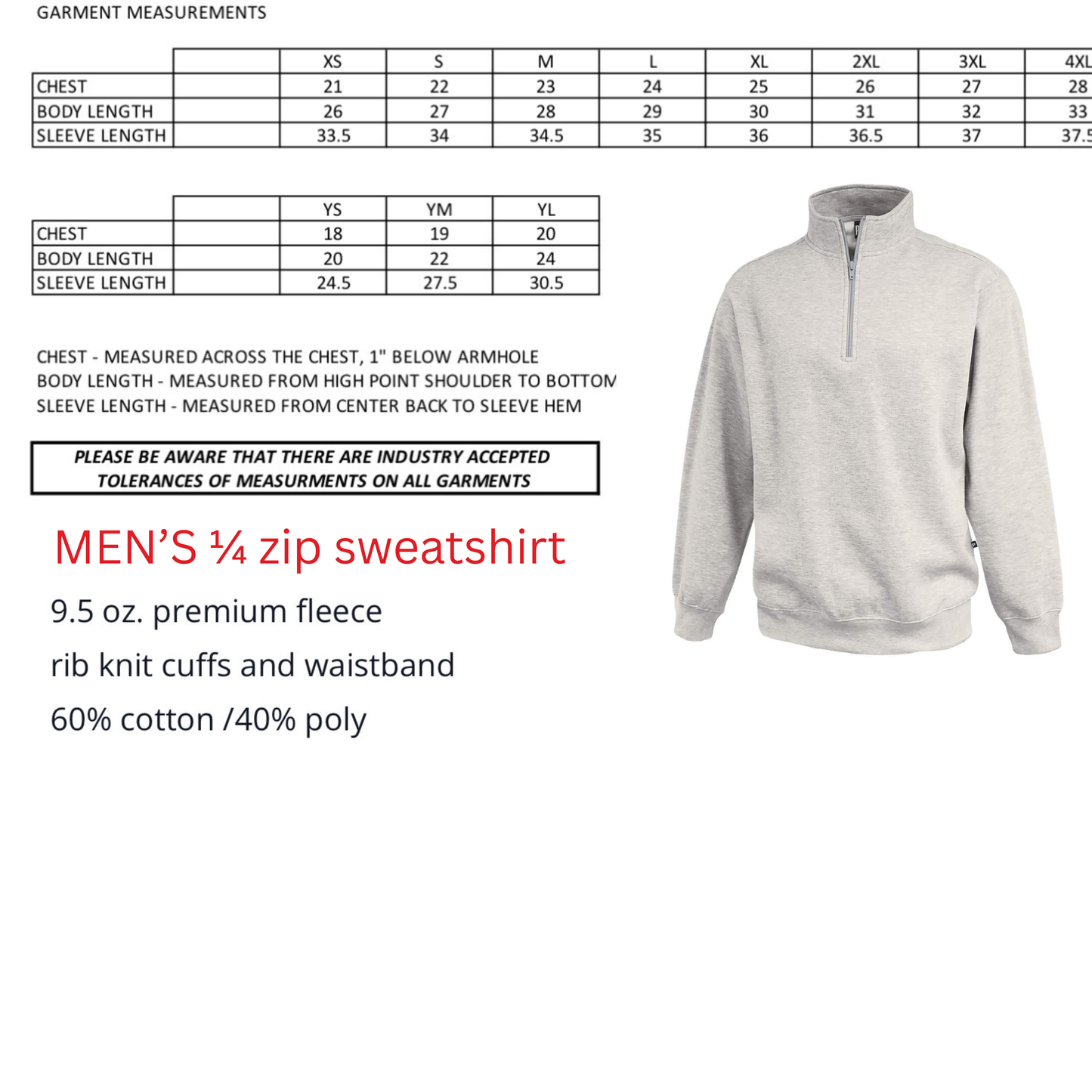 1/4 Zip Men’s fit sweatshirt