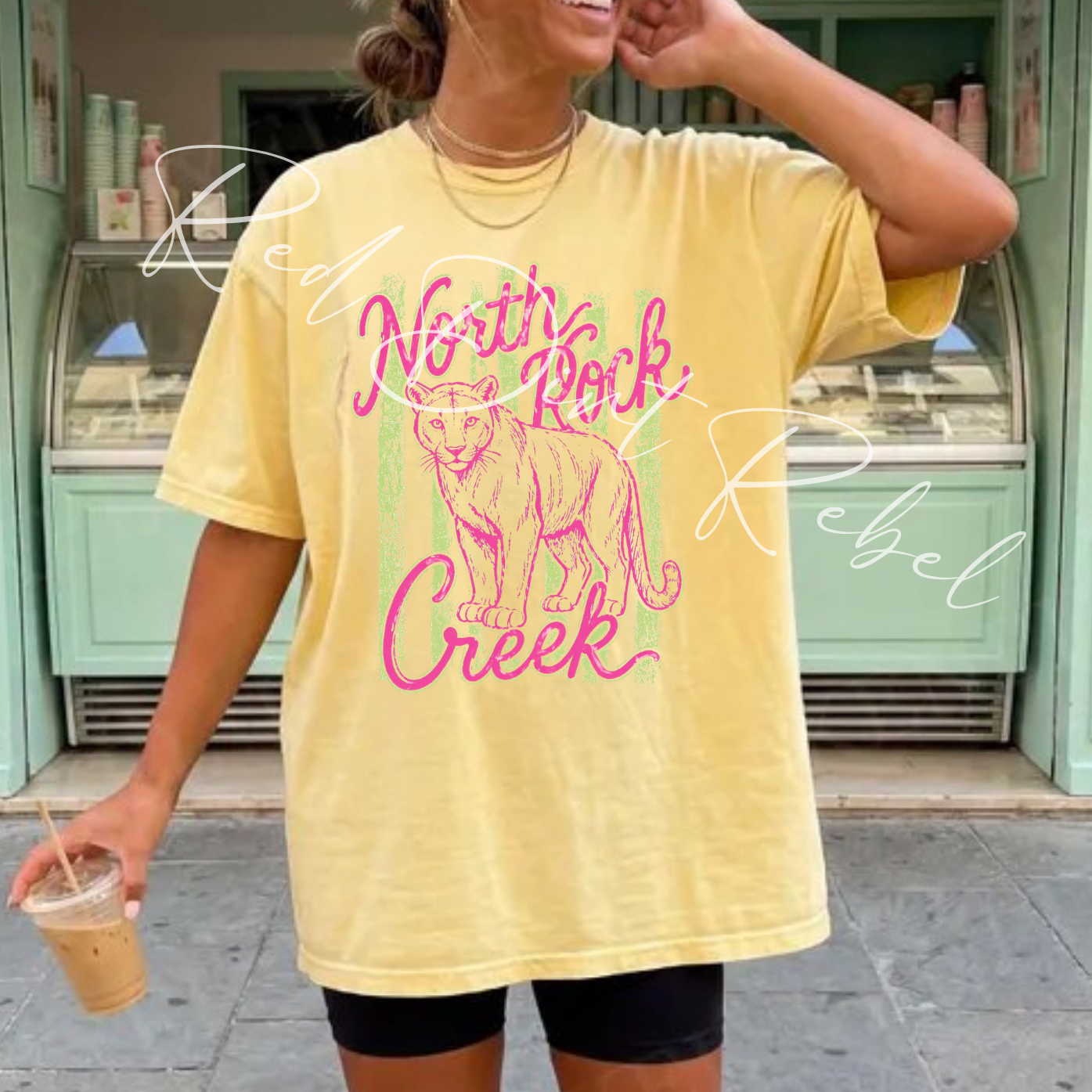 Preppy Stripe NRC Green Stripe, pink words