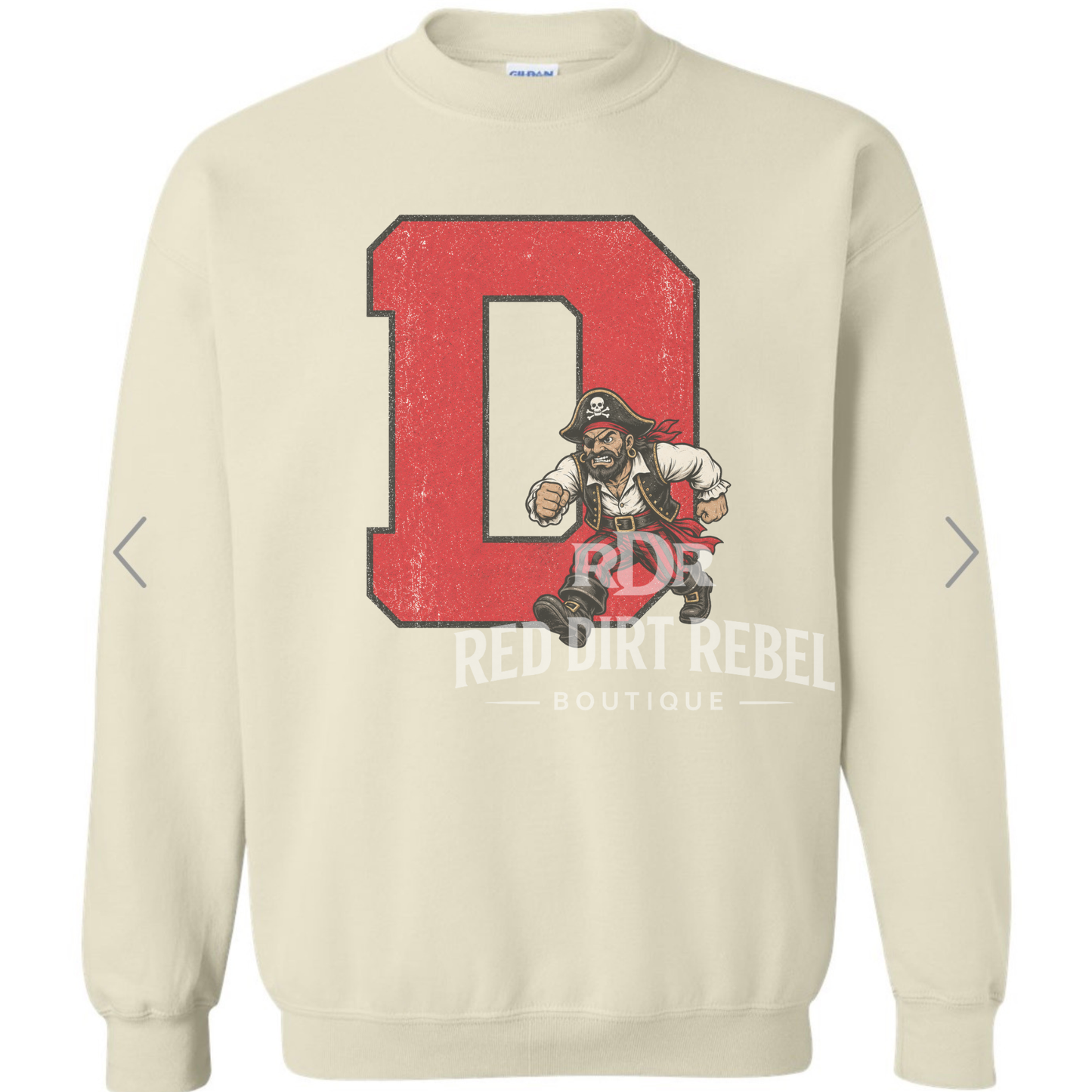 D - Distressed Preppy Vintage Pirate Mascot Sweatshirt
