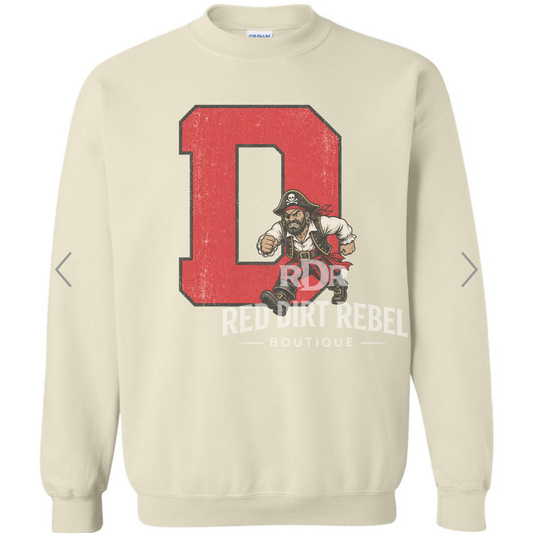 D - Distressed Preppy Vintage Pirate Mascot Sweatshirt