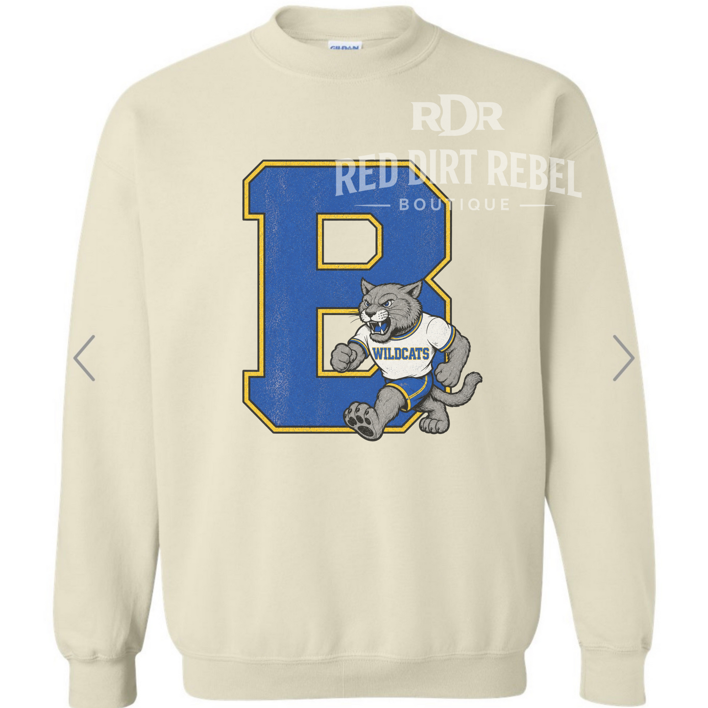 B - Distressed Preppy Vintage Wildcats Mascot Sweatshirt
