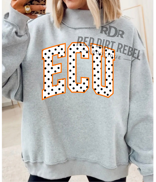 ECU- Polka Dot Orange Outline MOCK NECK SWEATSHIRT