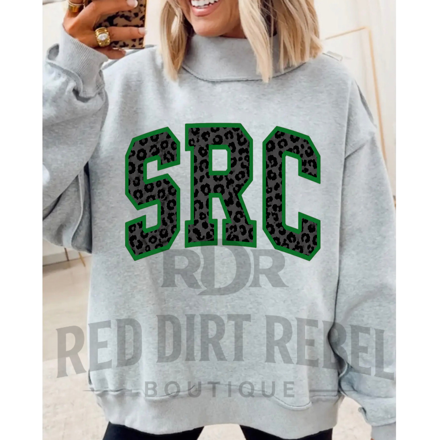 SRC grey/black leopard MOCK NECK SWEATSHIRT