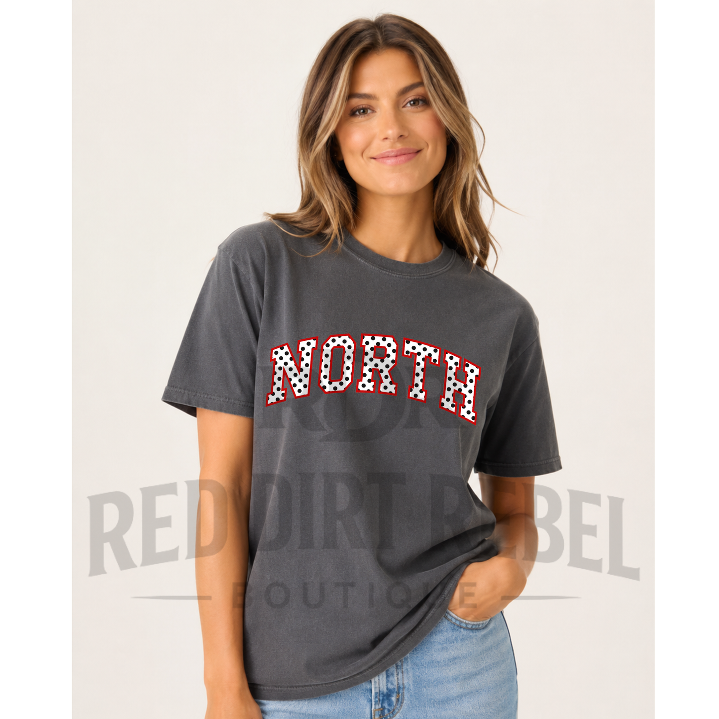 NORTH polka dot with Red Outline - Tshirts