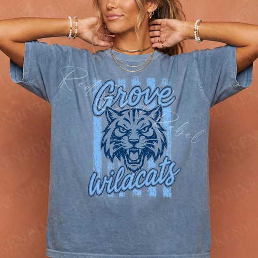 Grove Wildcats Preppy Stripe T
