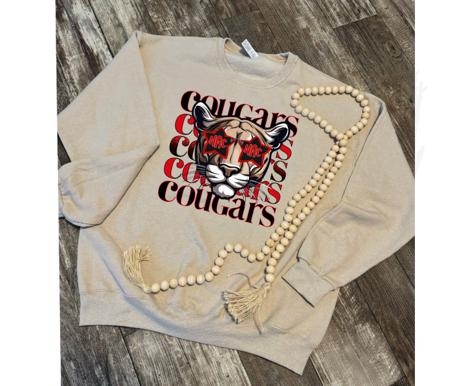 Stacked NRC cougars tan Sweatshirt