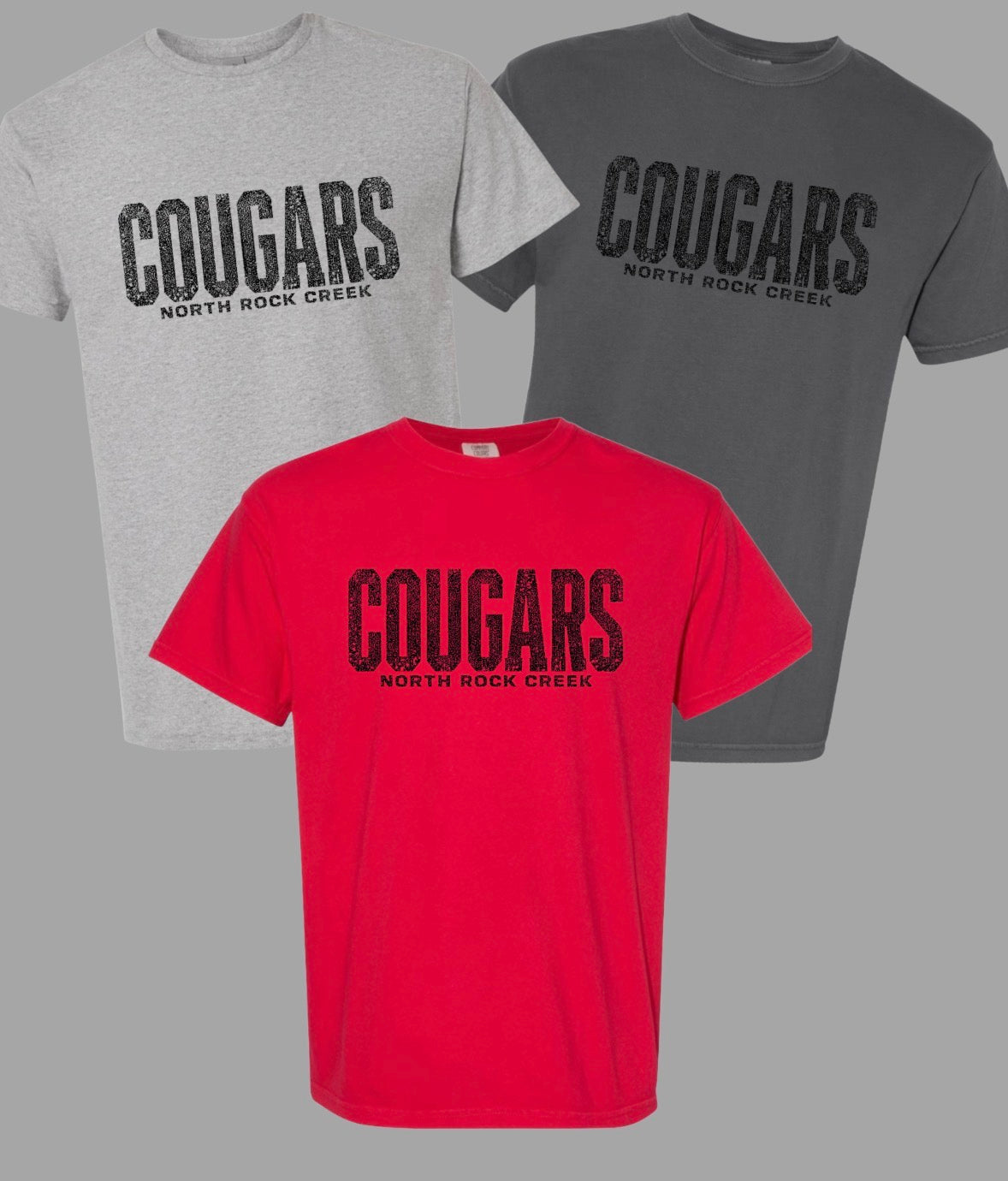 Distressed Cougars Across Chest- Pom Fundraiser Tshirt & Sweatshirt