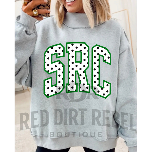 SRC white & black polka dot MOCK NECK SWEATSHIRT