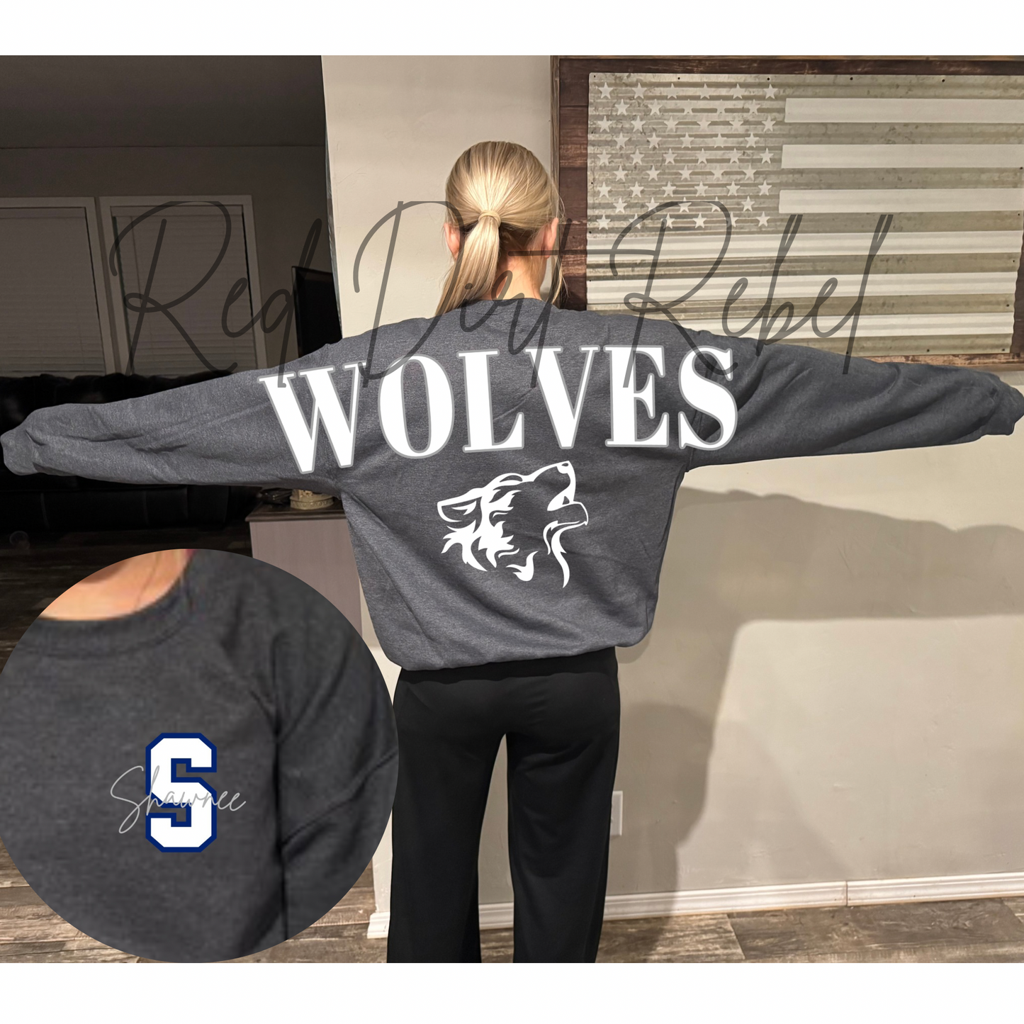 Oversized WOLVES Across Back Sweatshirt