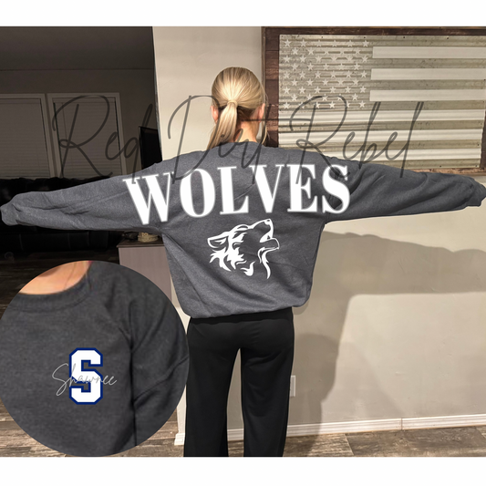 Oversized WOLVES Across Back Sweatshirt