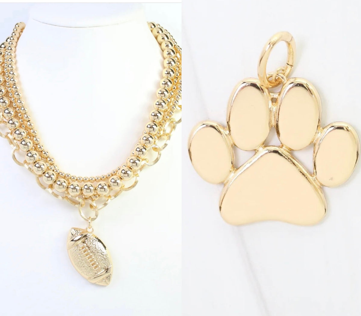 Paw Print or Football Necklace Stack