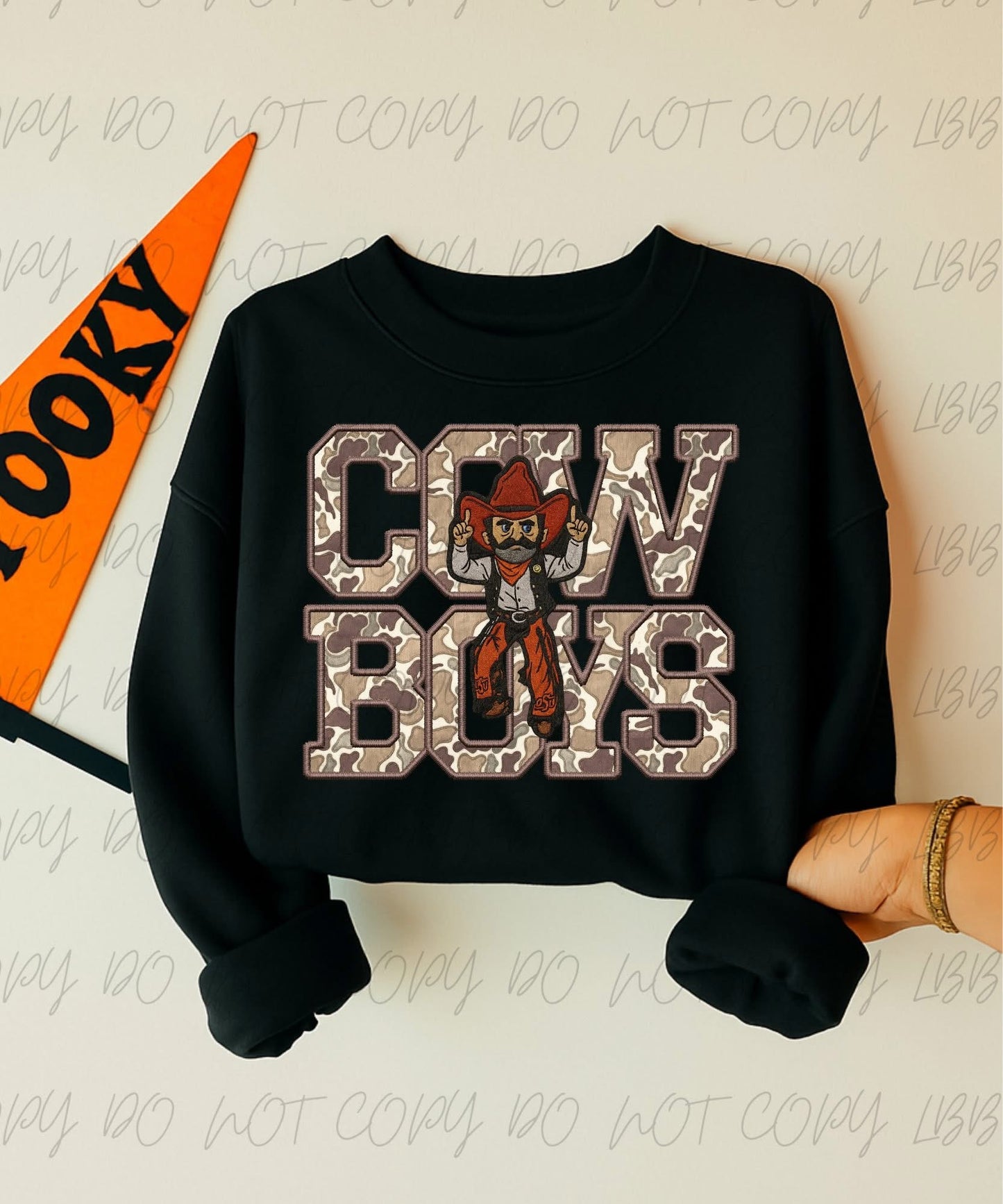 Cowboys faux embroidery