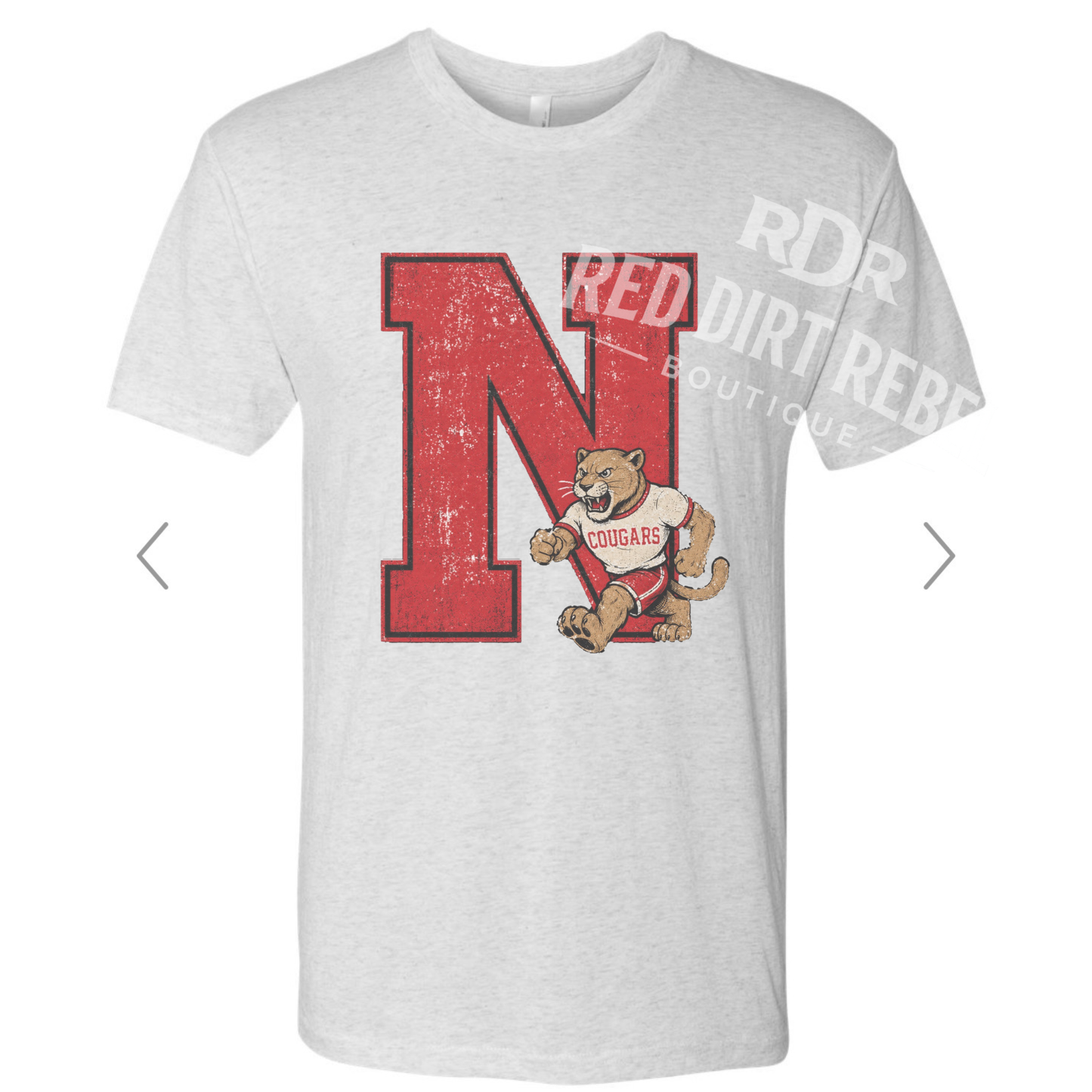 N - Distressed Preppy Vintage Cougar Mascot Triblend Tshirt