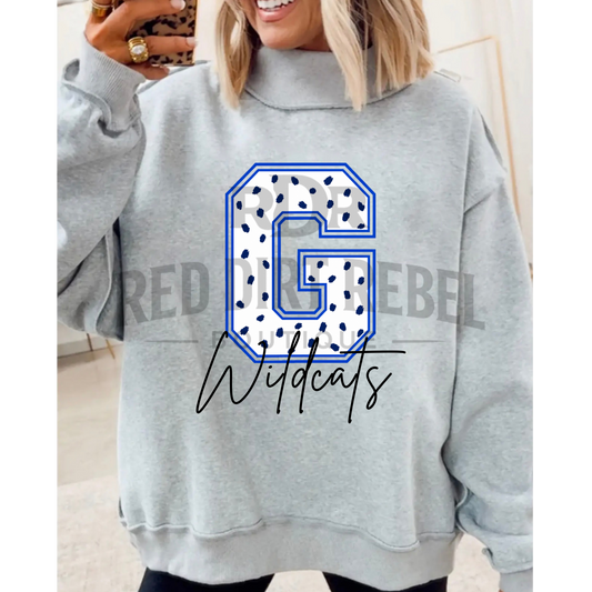 G spotted Wildcats mock neck sweatshirt