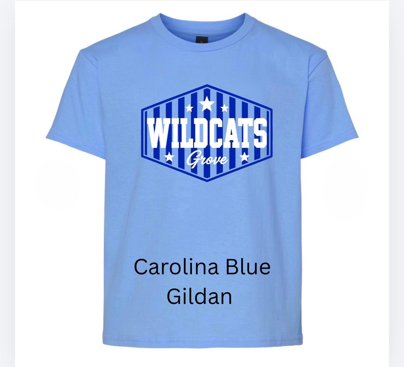 Wildcats Grove - Blue stripes white words & stars
